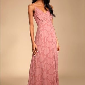 Cue the Romance Rose Pink Floral Burnout Maxi Dress